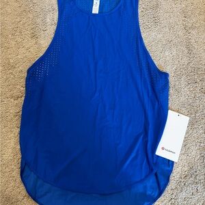 NWT Lululemon All Run Long Tank Reflective Details Size 6 Wild Bluebell WDBL